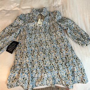 Floral Blue Embroidered Dress Brand New
